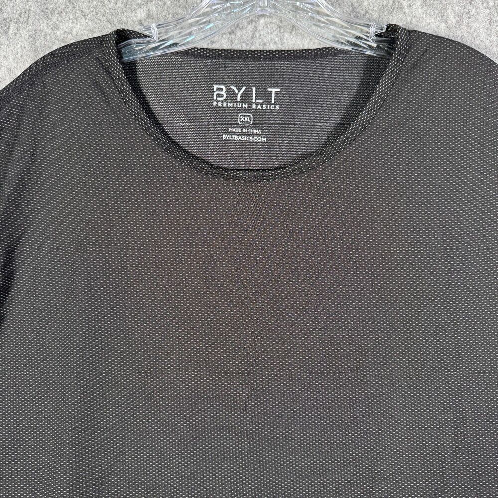 BYLT T Shirt Mens 2XL Black Drop Cut Bylt Blend Short Sleeve Geometric Pattern
